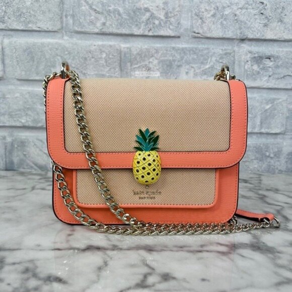 Kate Spade Melon Ball Pineapple Remi Flap Chain Crossbody Shoulder Bag - Picture 1 of 13